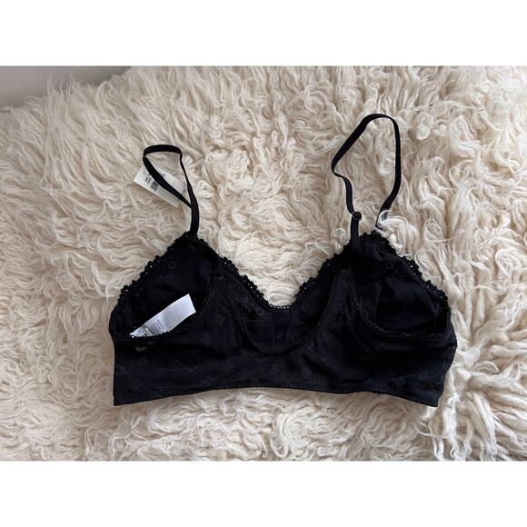 Aerie Black Lace Bralette M Adjustable Straps Lined Wireless NWT $34.95 - Picture 5 of 8